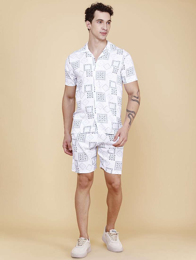 Men Printed Short Sleeves Shirt And Shorts Co-ord Set - 22312142 -  Standard Image - 2