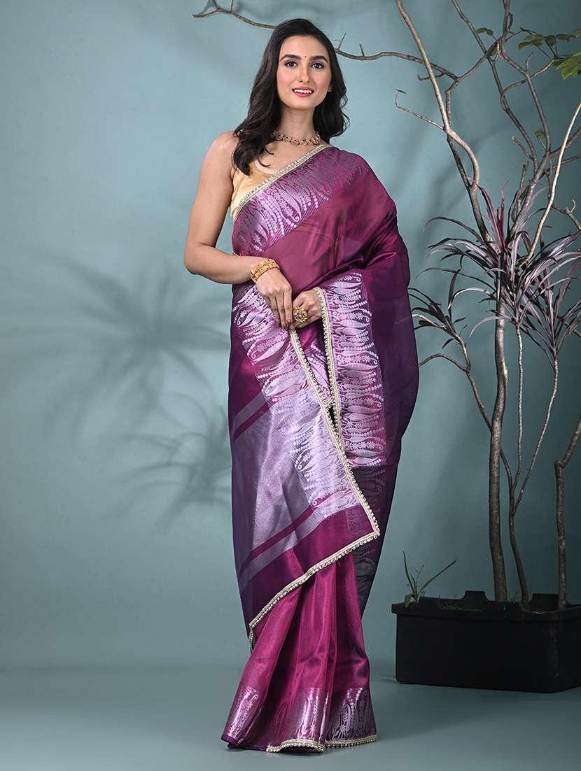 women solid with bordered saree with blouse - 22312728 -  Standard Image - 2