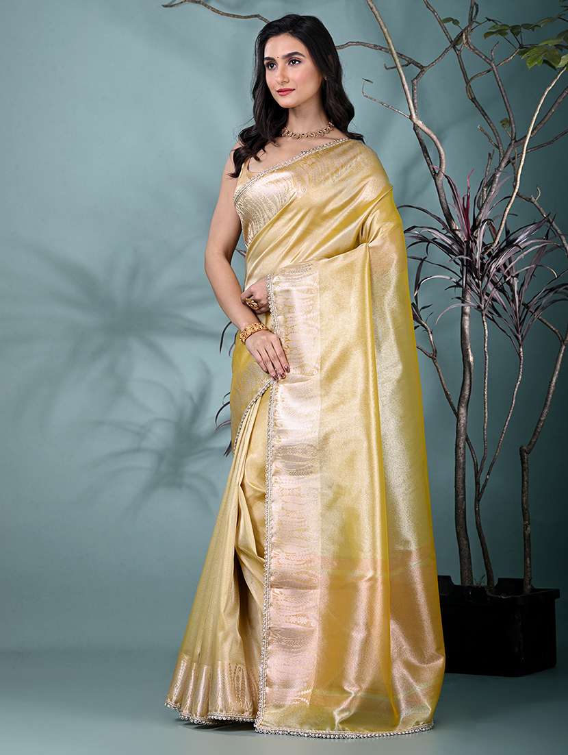 women solid with bordered saree with blouse - 22312729 -  Standard Image - 2