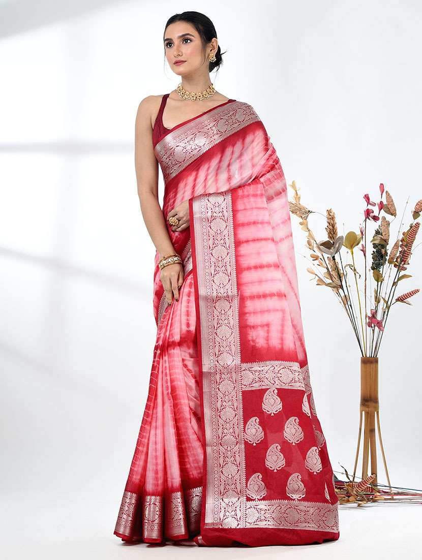 women tie & dye printed saree with blouse - 22312747 -  Standard Image - 2