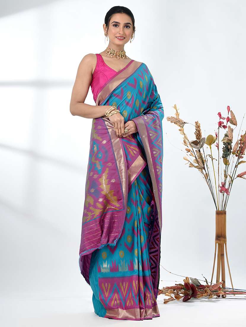 women ikat pochampalli saree with blouse - 22312798 -  Standard Image - 2