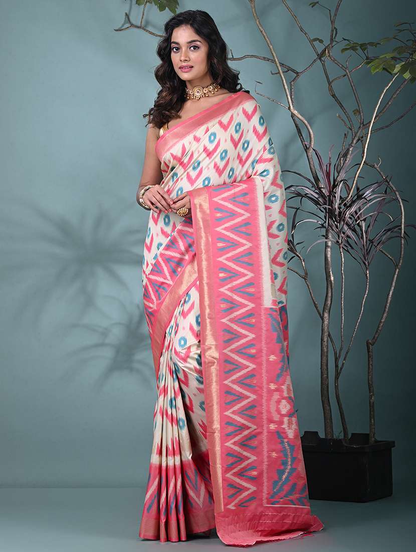 women ikat pochampalli saree with blouse