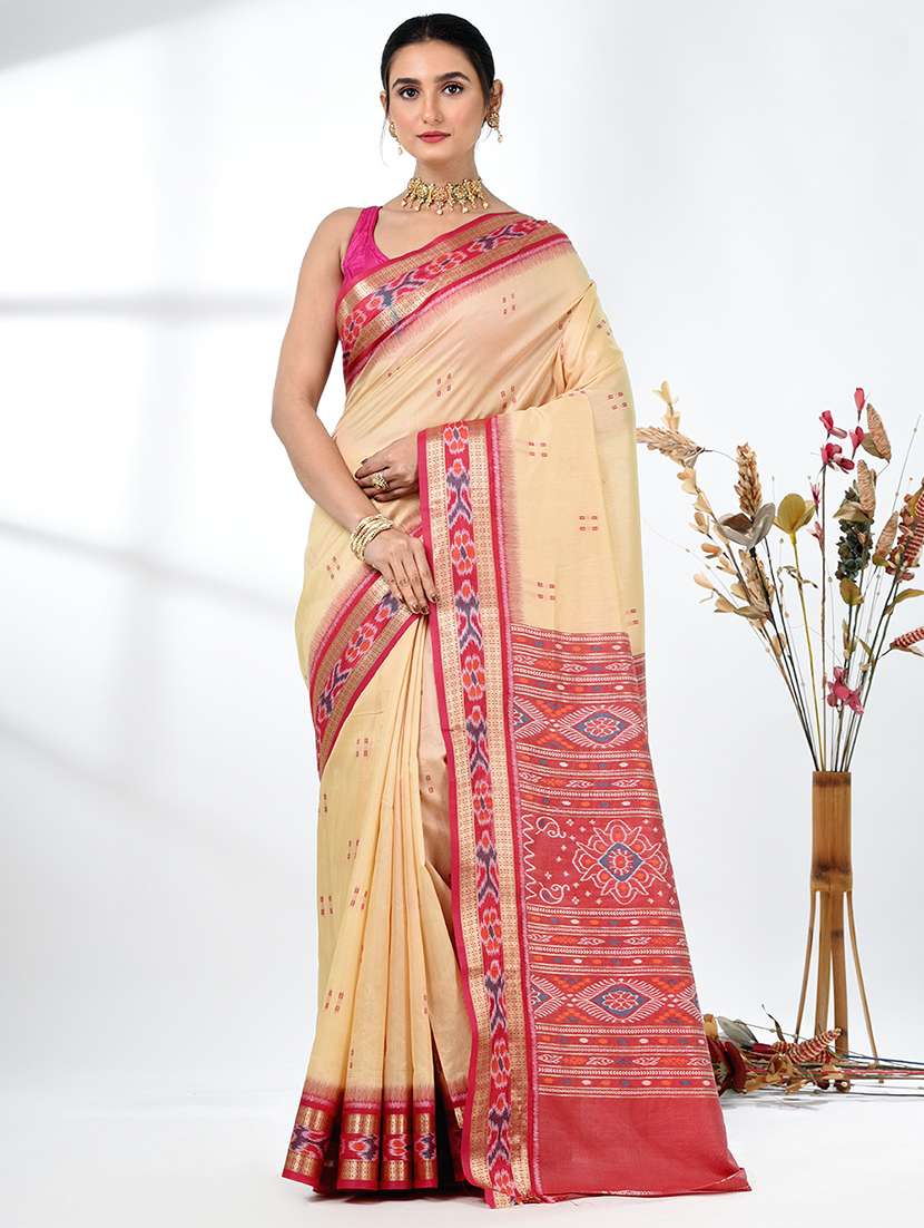 women self design tussar saree with blouse