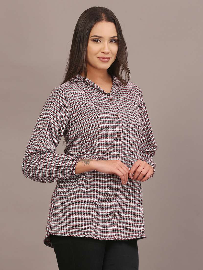 women checkered collared long sleeve shirt - 22312845 -  Standard Image - 2