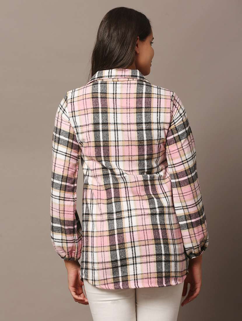 women checkered collared long sleeve shirt - 22312848 -  Standard Image - 7