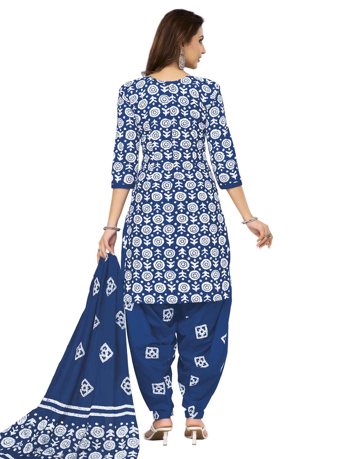 women printed three quarter sleeve kurta salwar with dupatta set - 22312868 -  Standard Image - 2