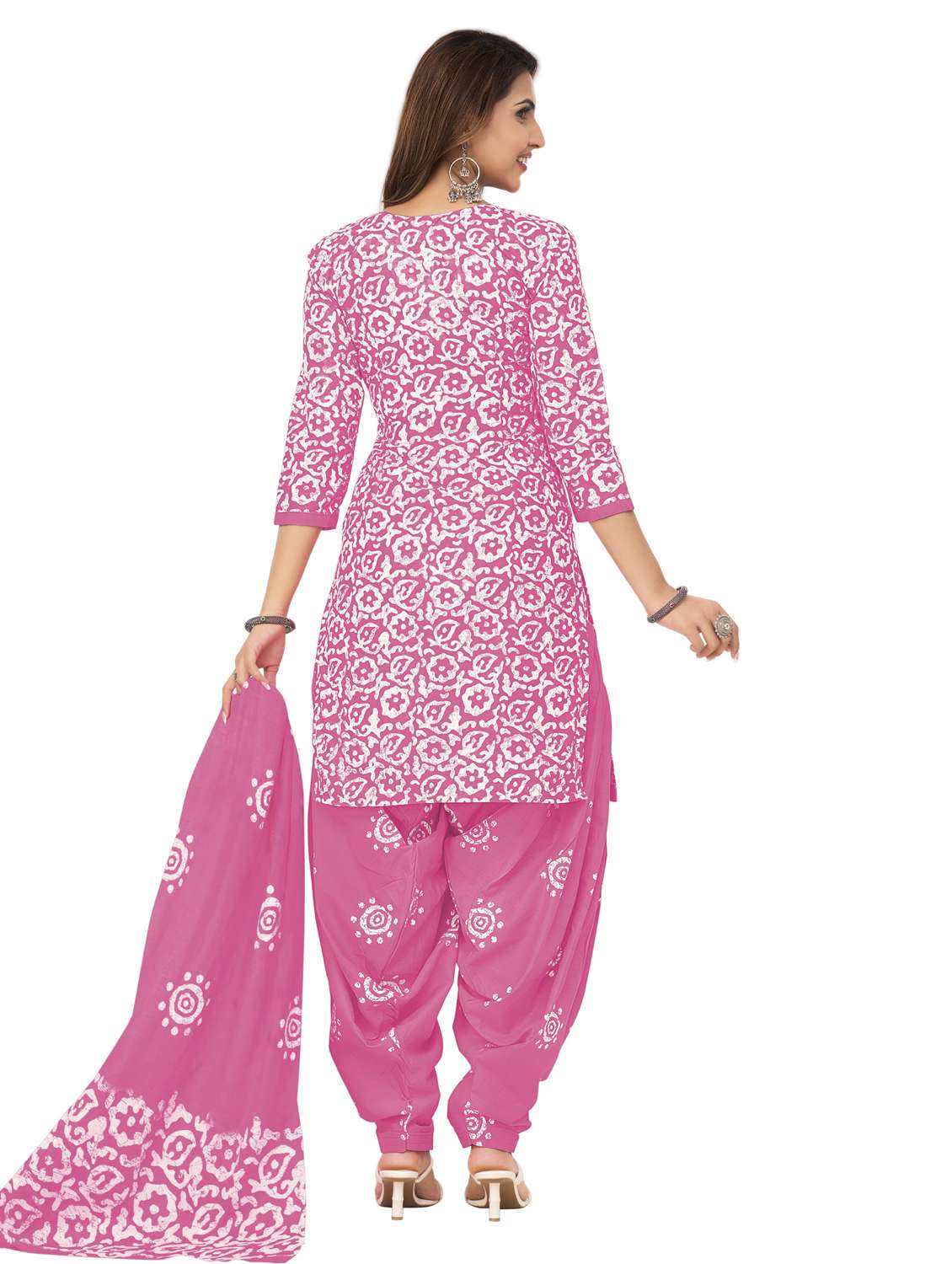 women printed three quarter sleeve kurta salwar with dupatta set - 22312870 -  Standard Image - 2