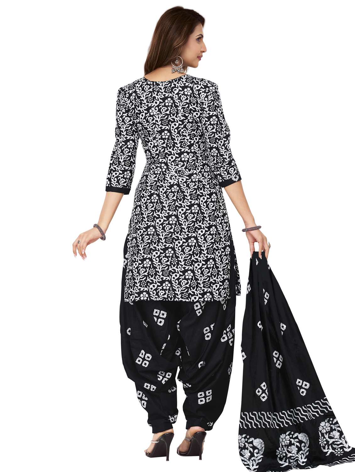 women printed three quarter sleeve kurta salwar with dupatta set - 22312871 -  Standard Image - 2