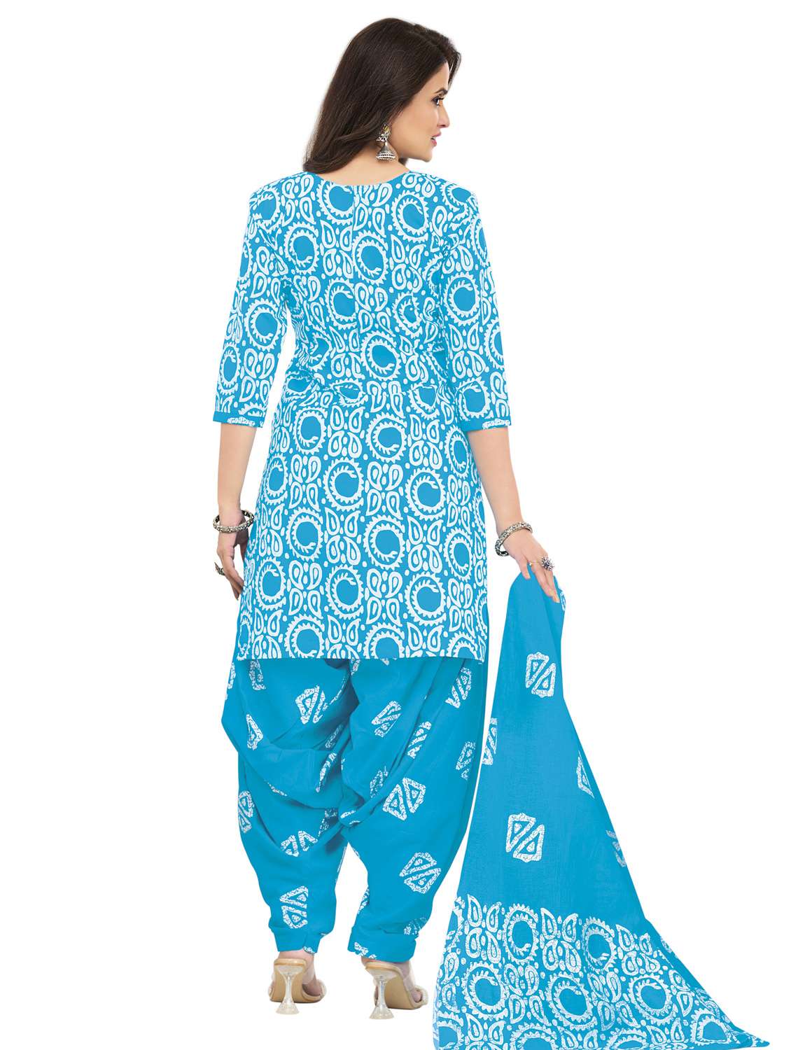 women printed three quarter sleeve kurta salwar with dupatta set - 22312882 -  Standard Image - 2