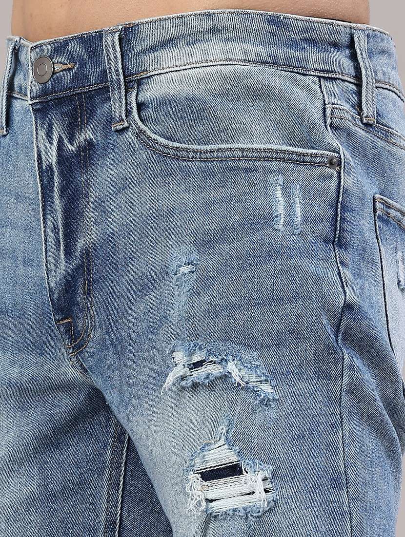 men distress mid rise regular fit denim shorts - 22312946 -  Standard Image - 2