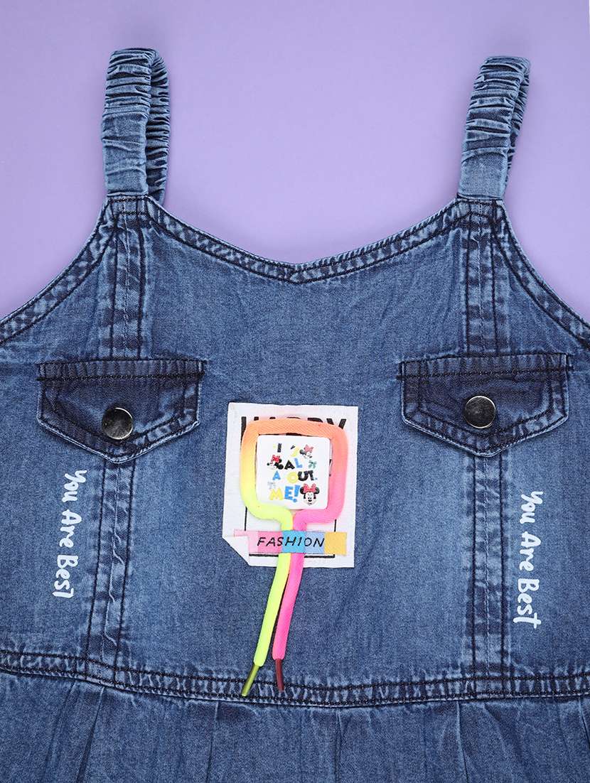 girls solid denim top and short set - 22313245 -  Standard Image - 2