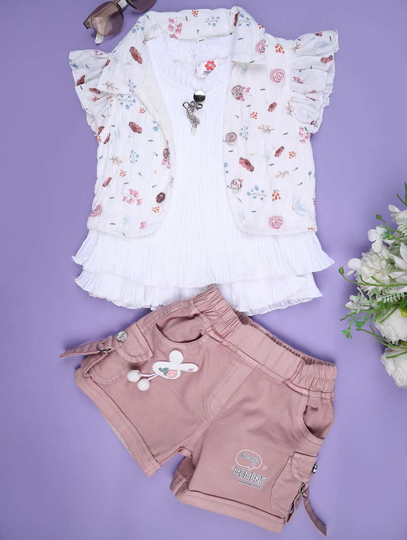 girls printed top and short set