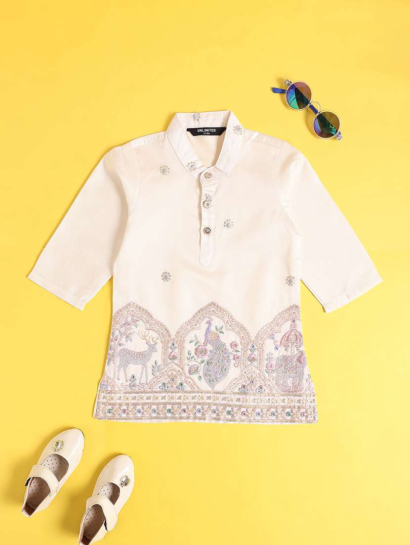 off white polyester kurta sets kurtas & set - 22313357 -  Standard Image - 2