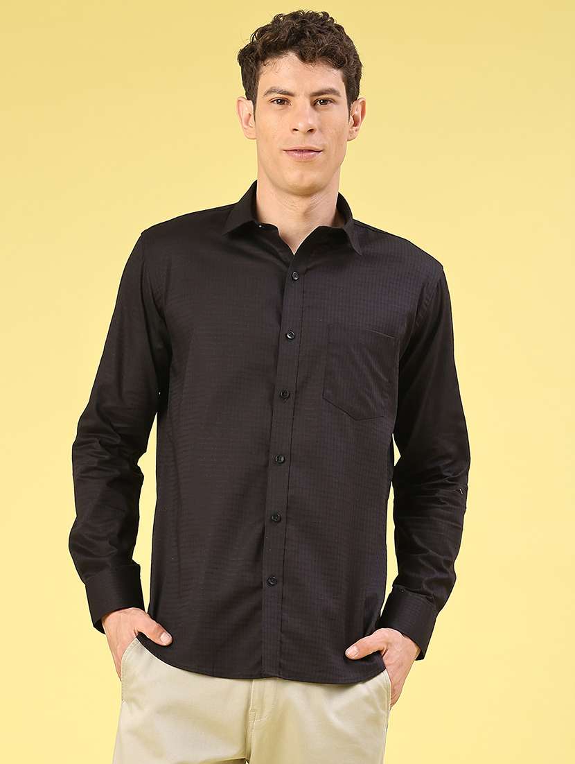 men checkered long sleeve slim fit casual shirt