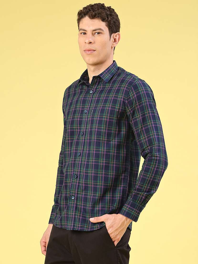 Men Checkered Long Sleeve Slim Fit Casual Shirt - 22313479 -  Standard Image - 2