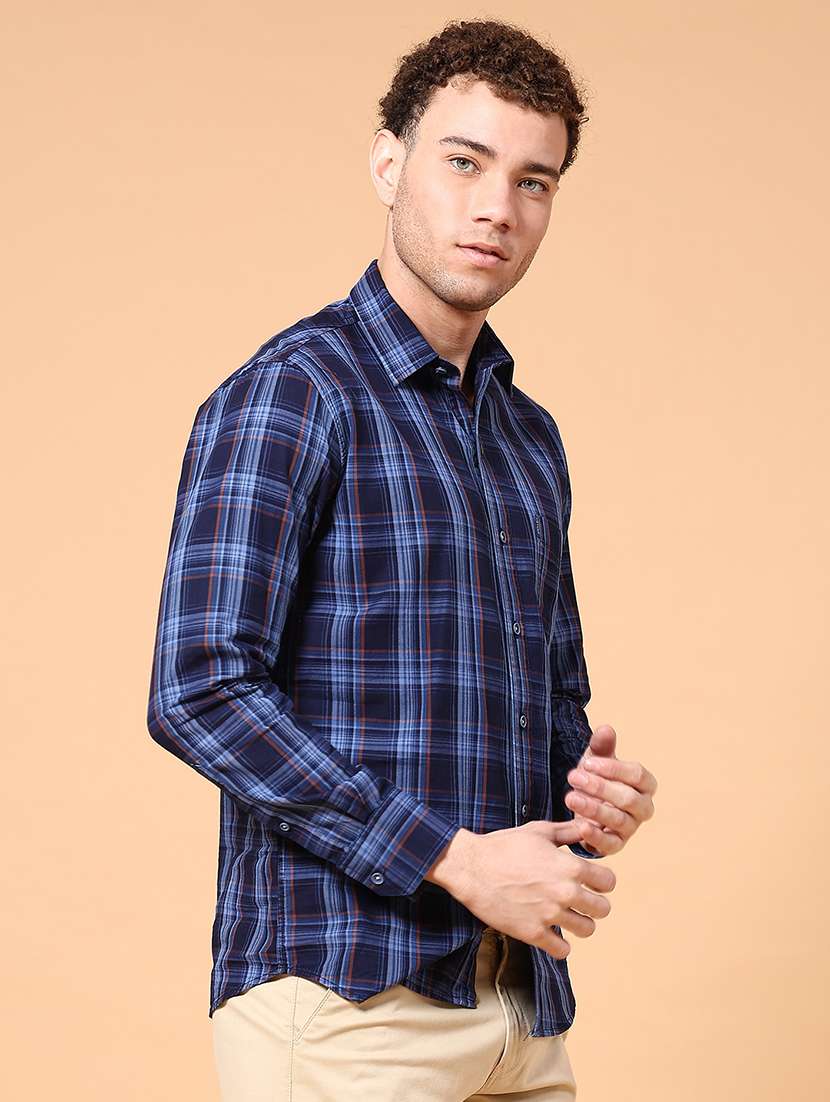 men checkered long sleeve slim fit casual shirt - 22313480 -  Standard Image - 2