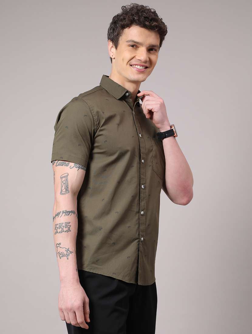 green cotton casual shirt - 22313494 -  Standard Image - 2
