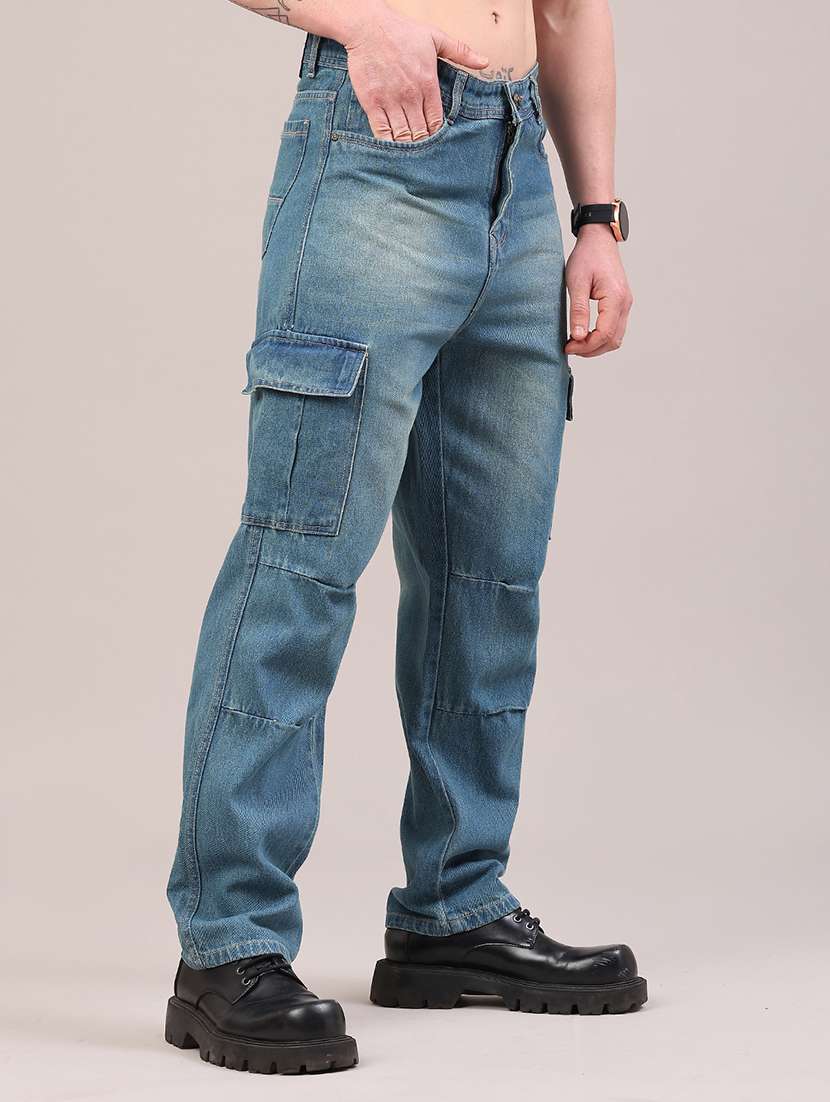 men washed mid rise regular fit cargo  - 22313532 -  Standard Image - 2