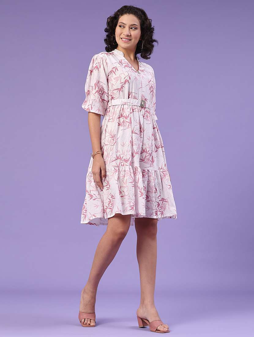 women printed puff sleeve tiered dress - 22313640 -  Standard Image - 2