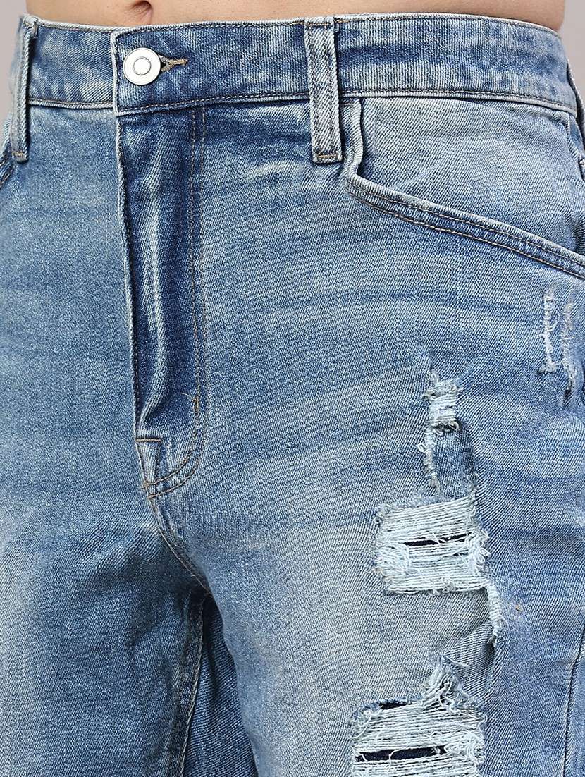Men Distress Mid Rise Regular Fit Denim Shorts - 22313659 -  Standard Image - 2