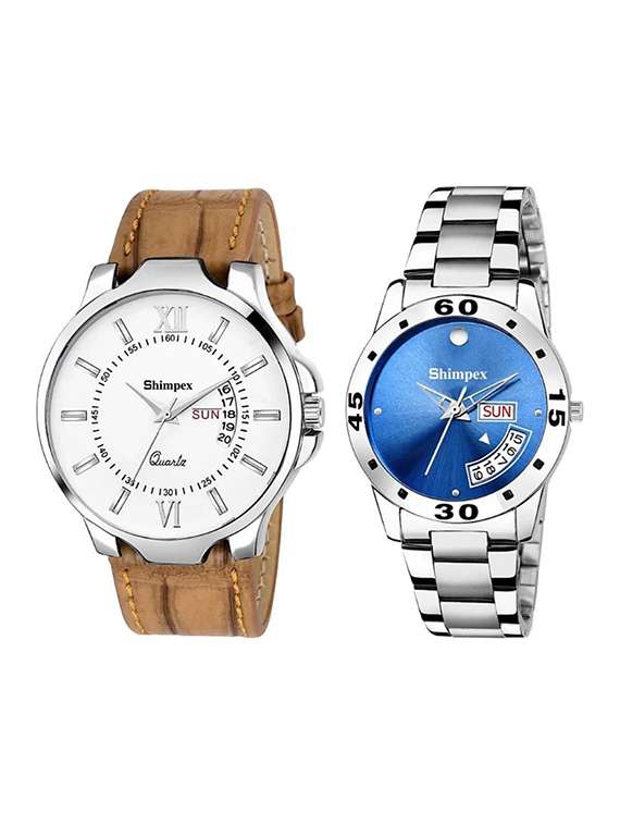 men classic edge analog watch set of 2