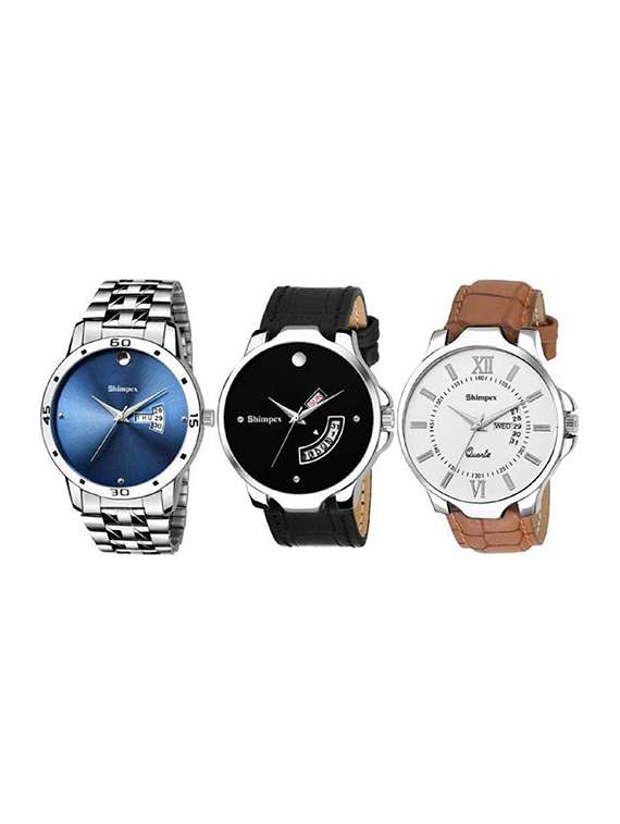 classic edge analog watch combo