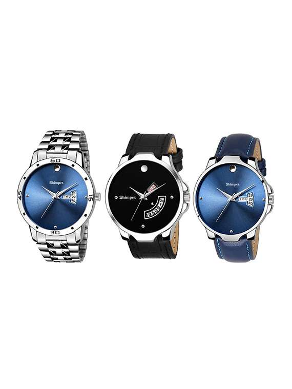  classic edge analog watch set of 3