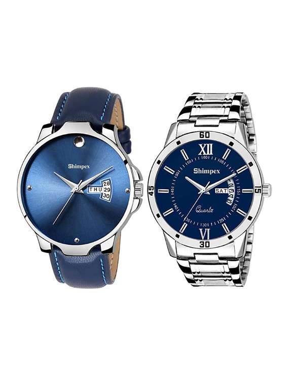 men pack of 2 classic edge analog watch 