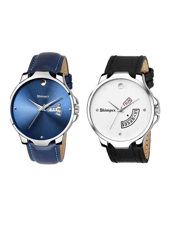 men pack of 2 classic edge analog watch 