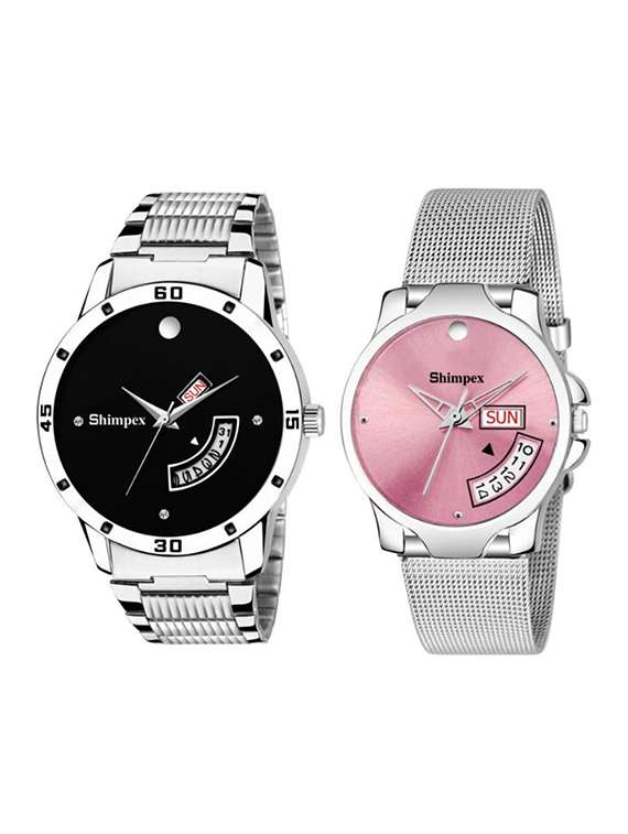 classic edge analog watch set of 2 