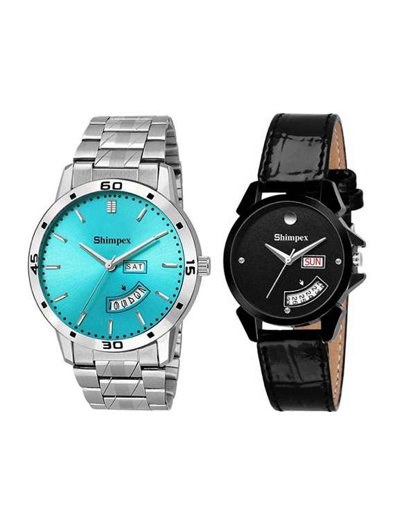 classic edge analog watch set of 2 