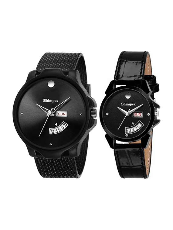 classic edge analog watch set of 2 
