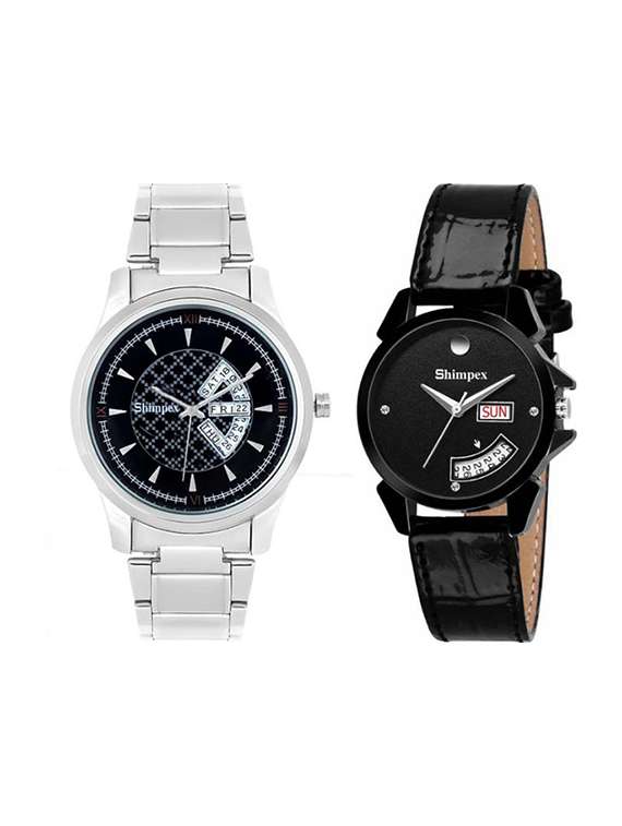 classic edge analog watch set of 2 