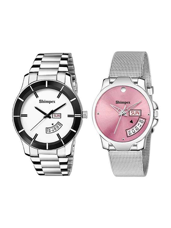 classic edge analog watch set of 2 
