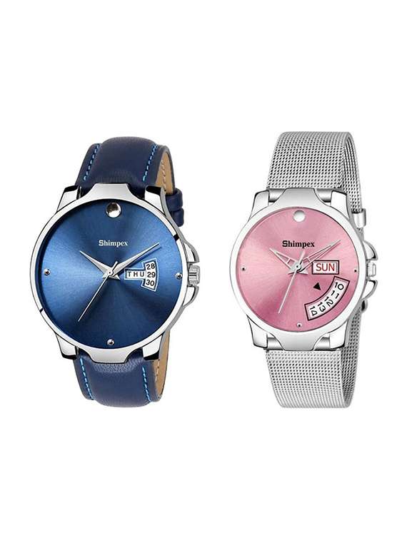 classic edge analog watch set of 2 