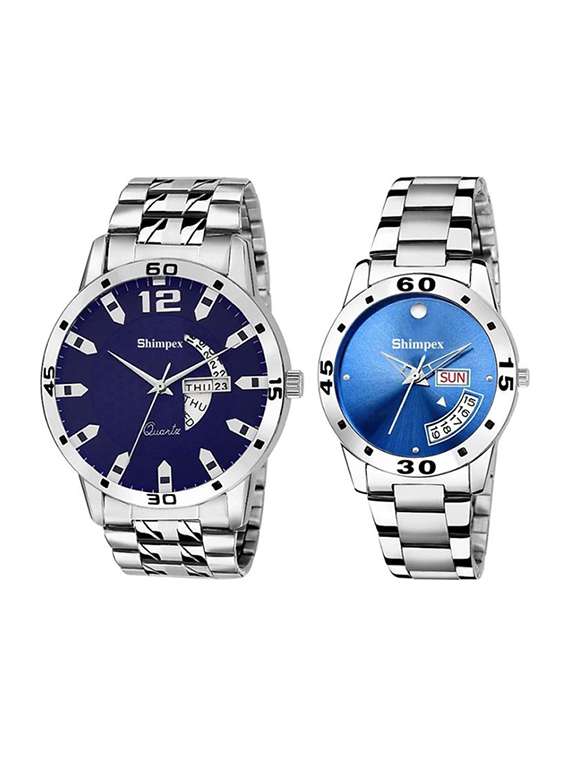 classic edge analog watch set of 2 