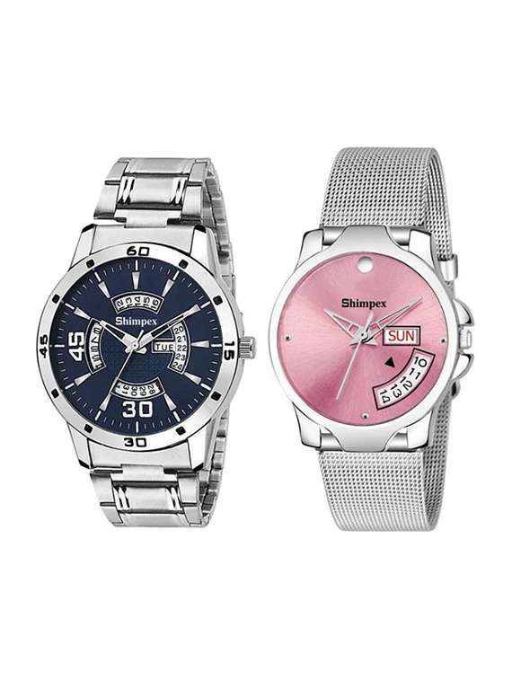 classic edge analog watch set of 2 