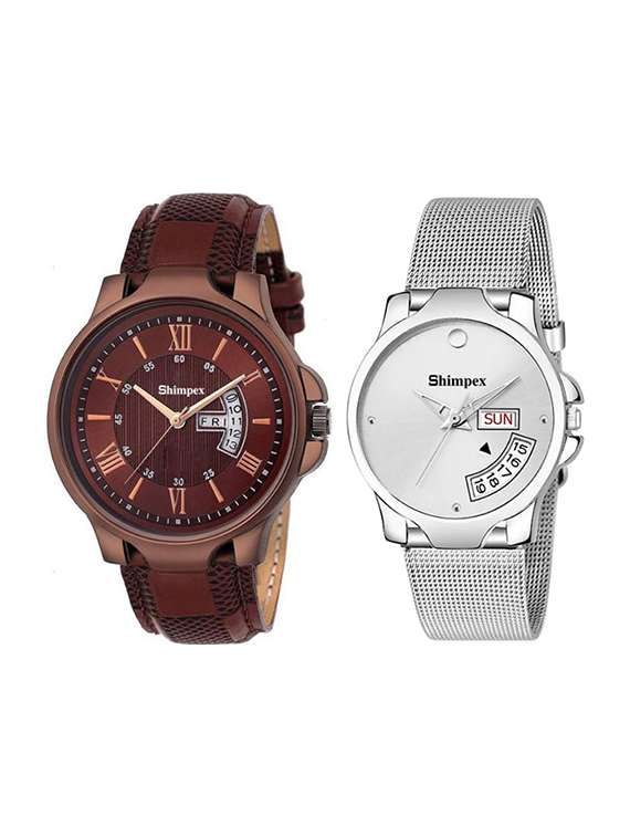 classic edge analog watch set of 2 