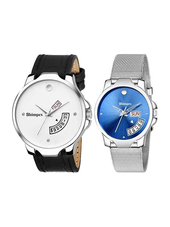 classic edge analog watch set of 2 