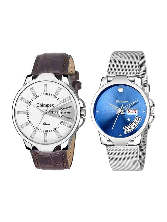 classic edge analog watch set of 2 