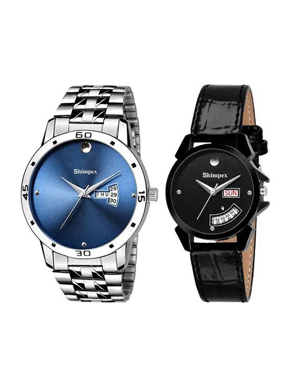 classic edge analog watch set of 2 