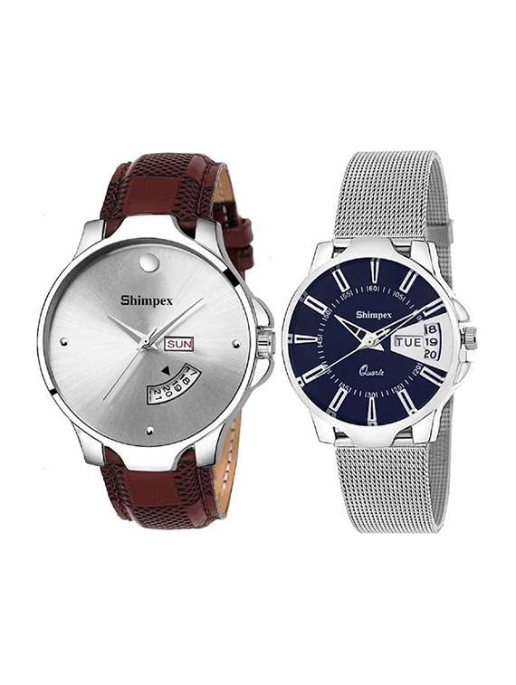 classic edge analog watch set of 2 