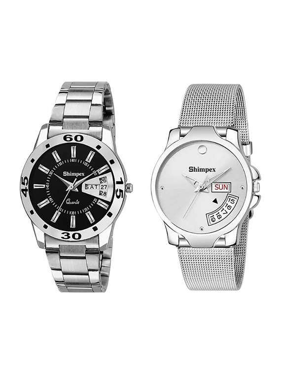classic edge analog watch set of 2 