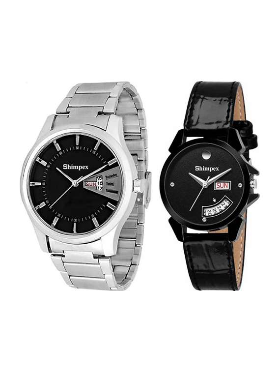 classic edge analog watch set of 2 