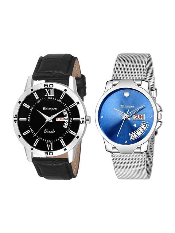 classic edge analog watch set of 2 