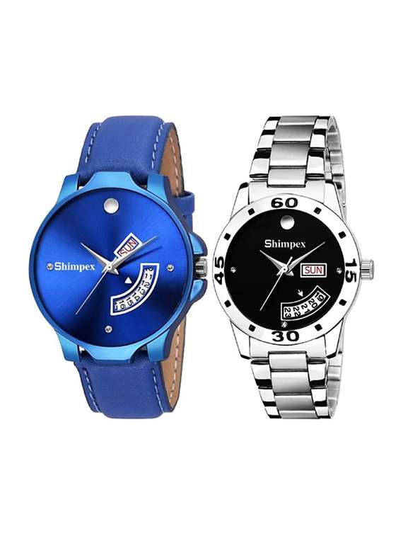 classic edge analog watch set of 2 