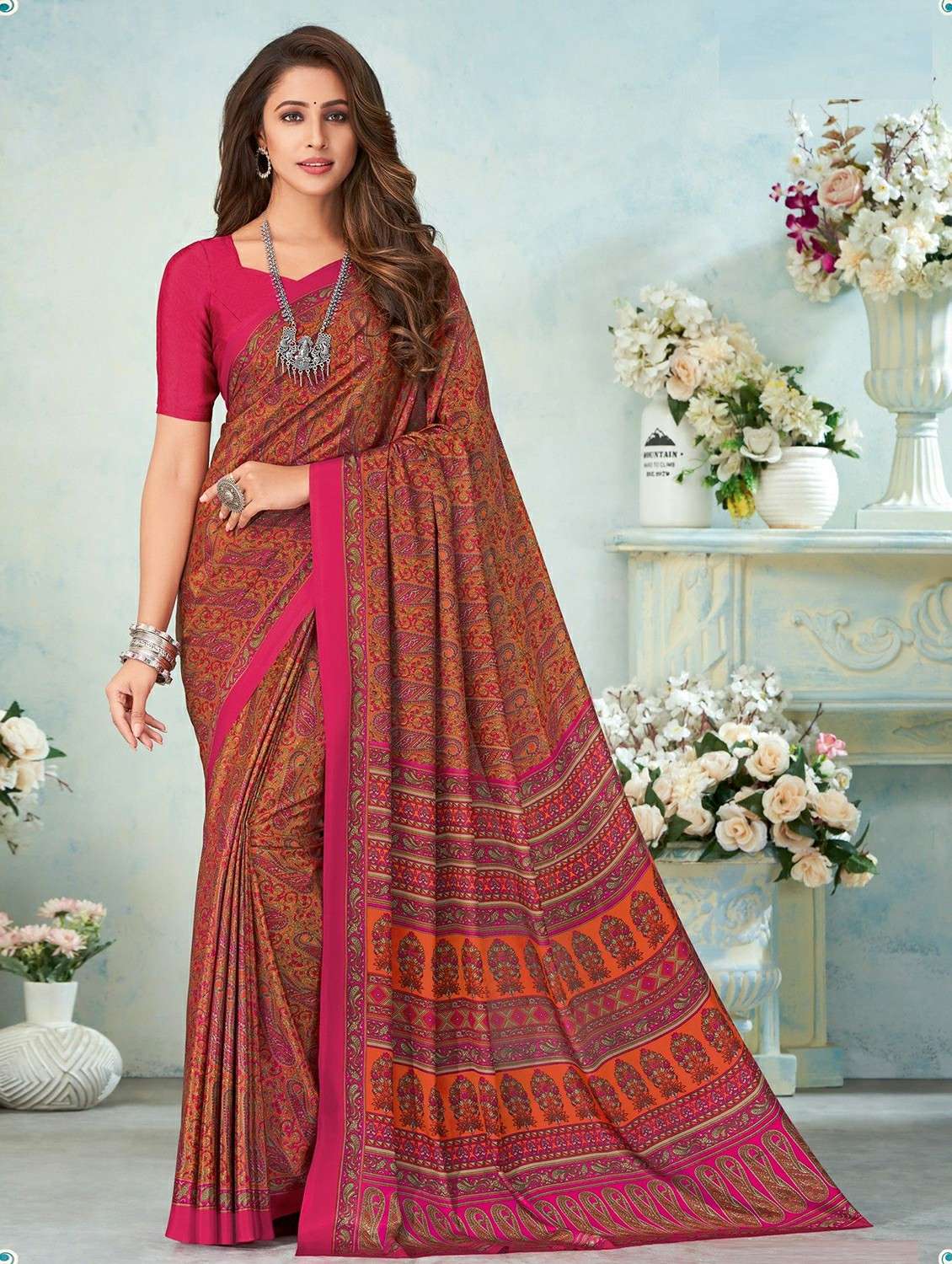 women printed casual wear saree with blouse