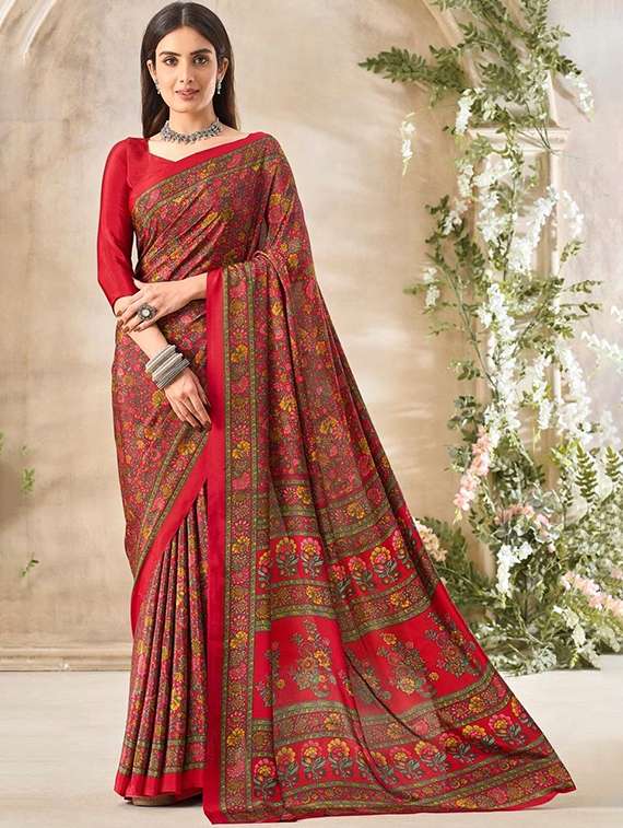 women printed casual wear saree with blouse
