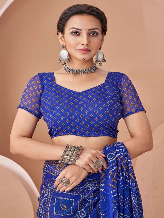 women printed casual wear saree with blouse - 22315769 -  Standard Image - 2