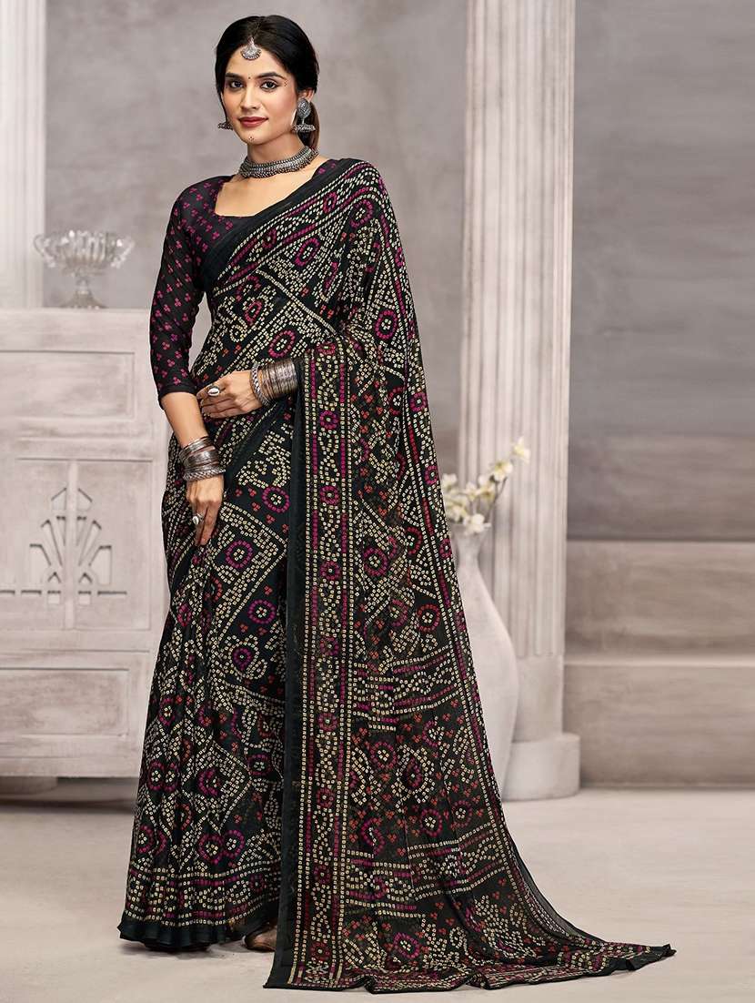 women printed casual wear saree with blouse